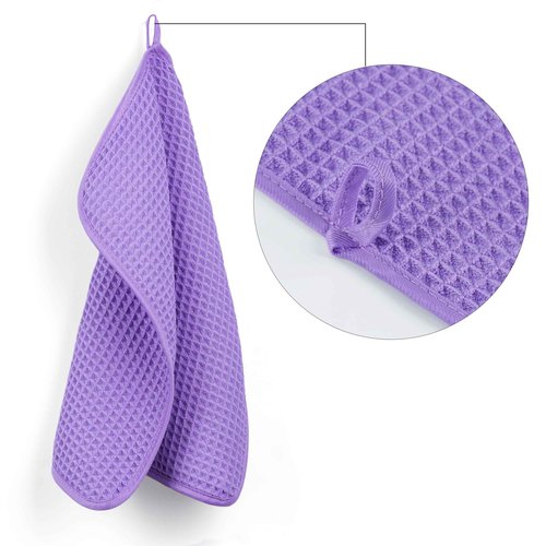 POLYTE Microfiber Lint Free Washcloth Face Towel, 13 x 13 in, 4 Pack (Waffle Weave)