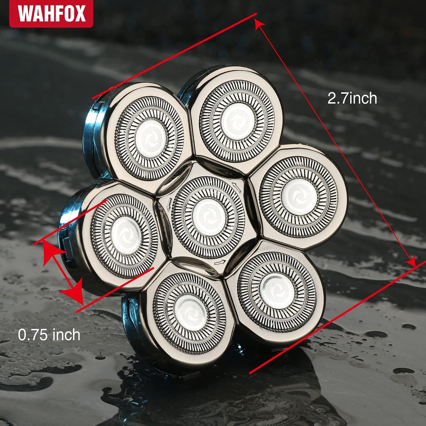 WAHFOX Universa 7 Heads Shaver Replacement Head for Head Shaver, and many Brands Head Shaver 7 Blades 7D Replacement Shaver Head Blade 7 Heads Shaver Head (Silvery)