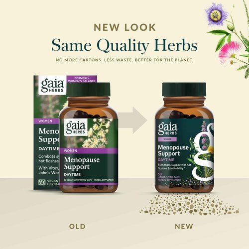 Gaia Herbs Menopause Support Daytime - Helps Support Hormone Balance & Well-Being for Women*- with Vitex, Black Cohosh, St. John's Wort & Oats - 60 Vegan Liquid Phyto-Capsules (20-Day Supply)