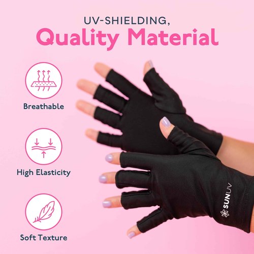 SUNUV Nail Dryer, UV Light Gloves for Gel Nails, Fingerless UPF 50+ Anti UV Gloves for Gel Lamp, Nails Dryer with Sensor 2 Timers SUNONE Blue