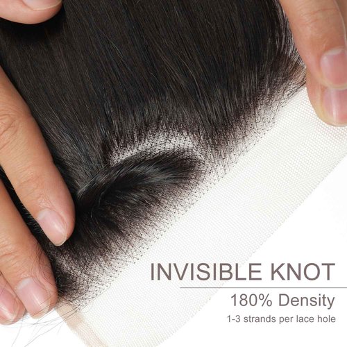 5x5 Transparent HD Lace Closure Human Hair Invisible HD Lace Closure Pre-plucked Virgin Human Hair Natural Black with Baby Hair(12Inch,Body Wave)