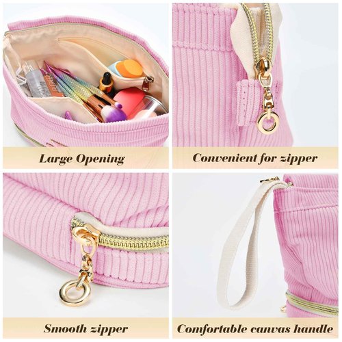 Birthday Gifts for Girls, Personalized Initial Make up Bag 18th Birthday Gifts for Girls Women, Travel Make up Bag Cosmetic Bag Preppy Stuff Bag for Her Mom Girlfriend Wife Teacher - Pink C