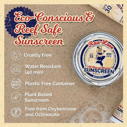 Raw Love Sunscreen Bundle | Reef Safe SPF 35+ Sunscreen & SPF 15 Lip Balm | Mineral Sunscreen with Non-Nano Zinc Oxide | Water Resistant, Baby Safe, Plastic Free | Made in USA