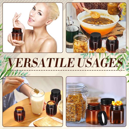 Tanlade 40 Pcs 4 oz Plastic Jars with Lids Round Cosmetic Containers Refillable Containers for Powder Liquid Food Storage Kitchen Cosmetic Lotion Ointments Creams Essential Oil (Amber)
