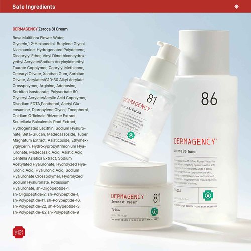 DERMAGENCY Zeroca 81 Korean Calming Cream for Acne-Prone & Sensitive Skin – Lightweight and gentle daily soothing moisturizer, Controls Sebum, Deeply Hydrates & Smooths Texture (2.02 fl.oz. 60 ml)