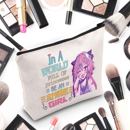 WZMPA Cosmetic Makeup Bag - Anime Lover Gift,Zipper Pouch Bag For Teenagers and Fans, In A World Full Of Princesses, Be An Anime Girl