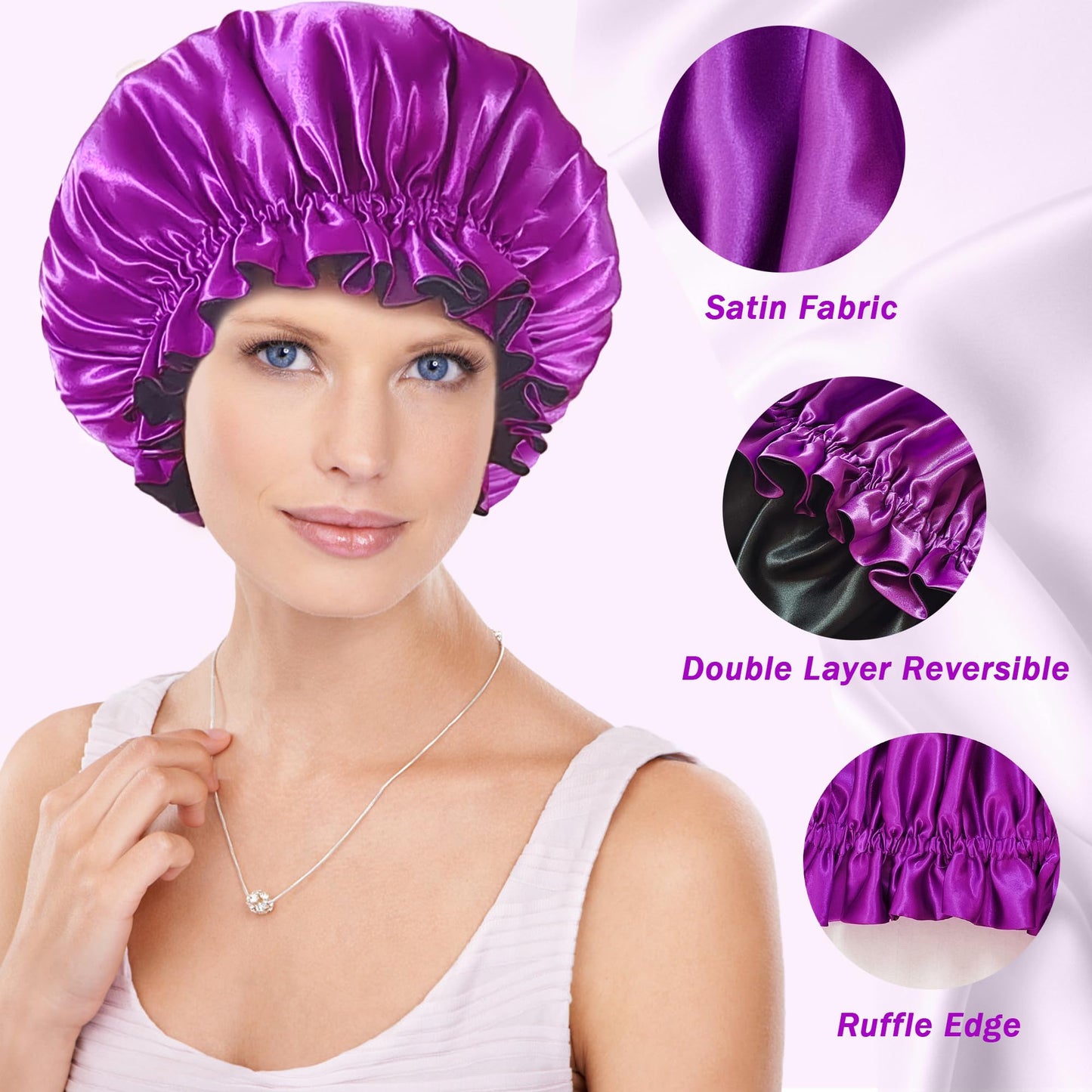 vidsel Silk Bonnet for Sleeping Women Satin Bonnet Hair Bonnet, Double Layer Reversible Hair Wrap Satin Lined Sleep Cap Bonnet for Braid Curly Hair