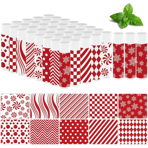 Nlicrst 50 Pcs Christmas Lip Balms Bulk Gifts for Women Party Holiday Favors Christmas Stocking Stuffers Moisturizing Lip Care Appreciation Gift for Kids Teachers Mom Employee Coworker Team