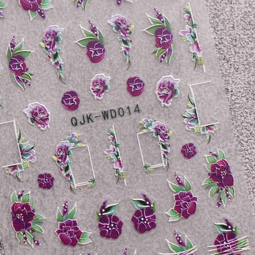 JMEOWIO 6 Sheets Flower Nail Art Stickers Decals Self-Adhesive Spring Summer Floral Nail Supplies Nail Art Design Decoration Accessories