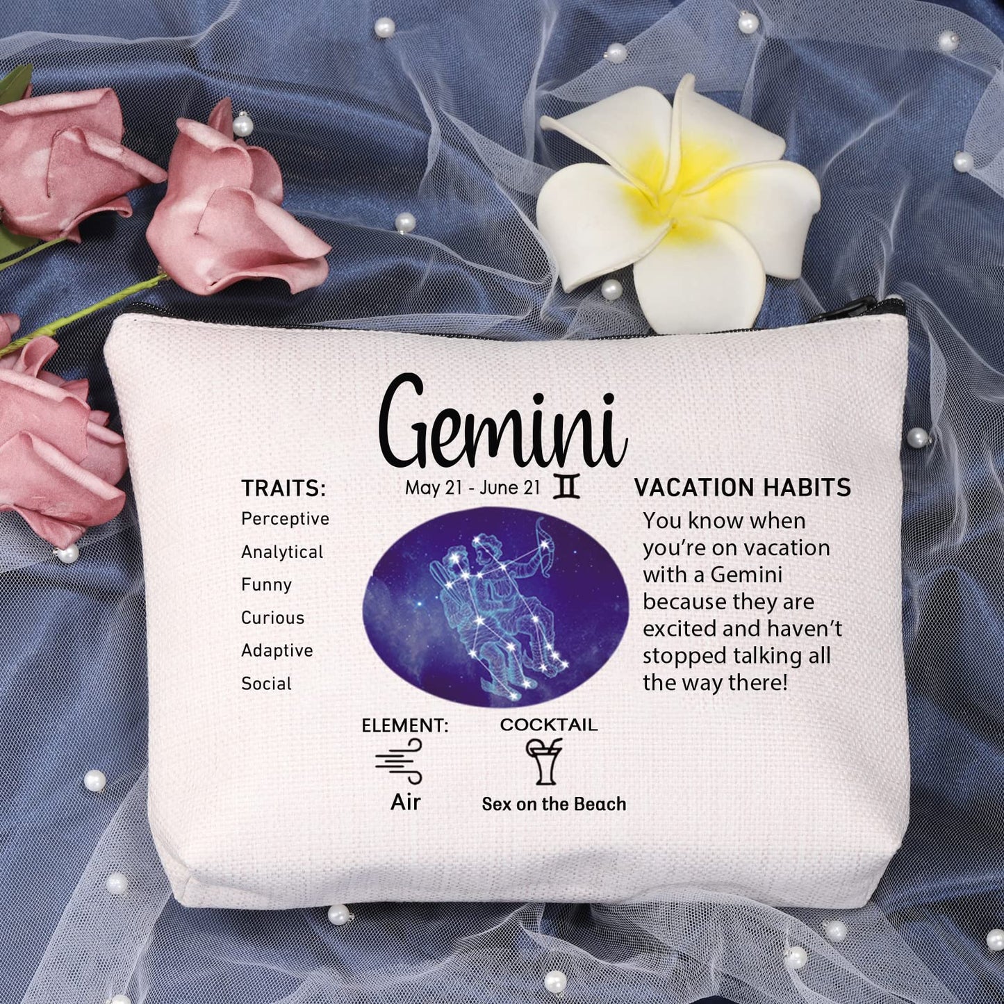 LEVLO 12 Constellation Travel Toiletry Bags 12 Zodiac Cosmetic Makeup Bag Christmas Mother's Day Birthday Gifts(Gemini)