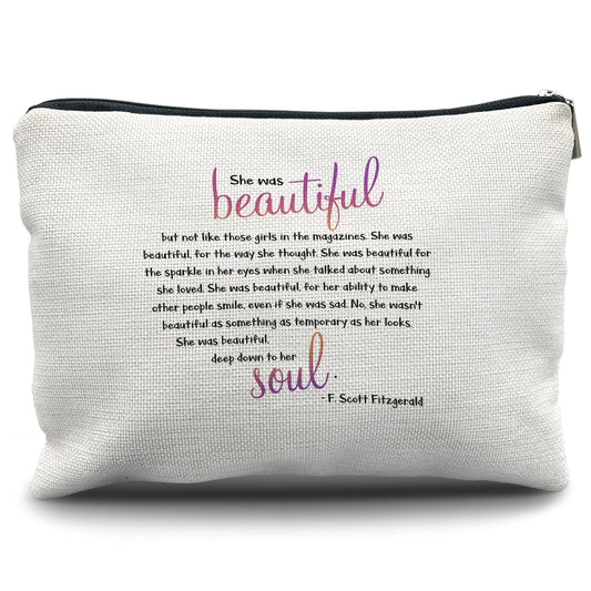 Nogrit Inspirational Makeup Bag for Women, F Scott Fitzgerald Quotes Makeup Bag, Inspirational Gifts for Women, Small Makeup Cosmetic Bag for Purse