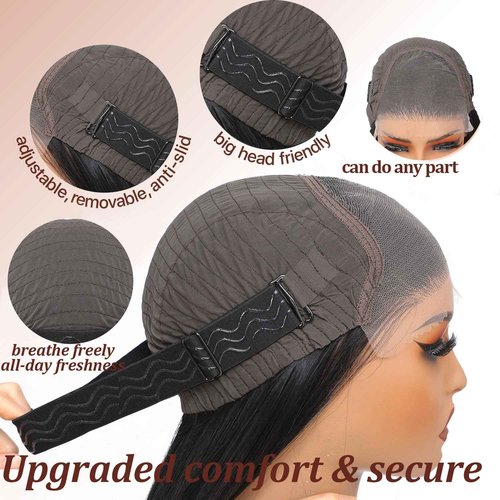 TAGUO Glueless 7x5 Lace Front Wig for Women Skunk Stripe Wig Synthetic Lace Wig Pre Plucked HD Lace Straight Wig Ready to Wear Long Straight Black and Blonde Wig 26inch