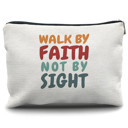 Nogrit Christian Inspirational Makeup Bag Cosmetic Bags for Women, Christian Gifts for Women Faith, Religious Bible Verse Small Makeup Cosmetic Bag for Purse, Walk by Faith not by Sight