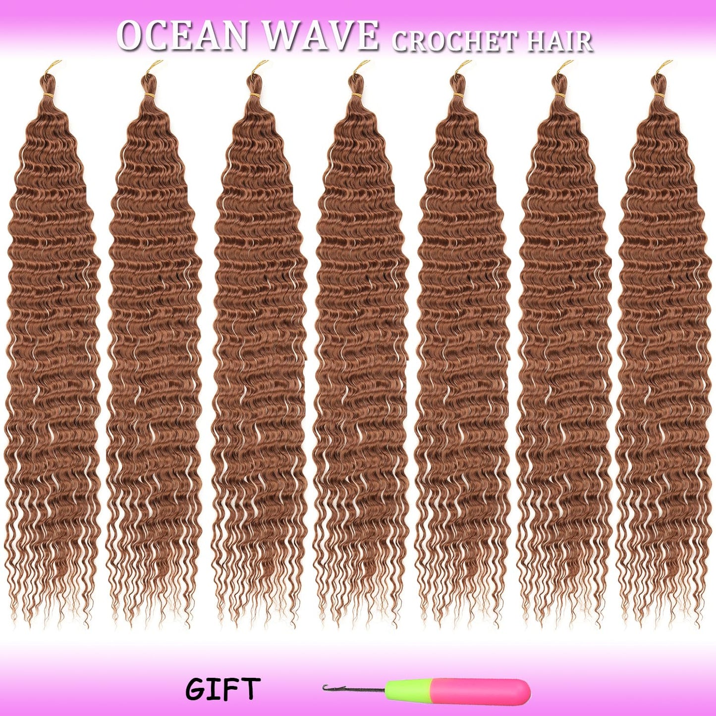 ZRQ 30 Inch Brown Ocean Wave Crochet Hair Extensions 7 Packs Deep Wave Crochet Synthetic Hair Long Curly Wavy Deep Twist Crochet Braiding Hair For Black Women #30