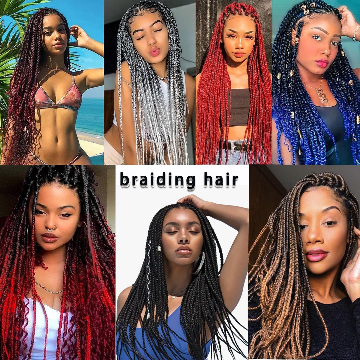 AIBEISI Braiding Hair 32 Inch 8 Packs Prestretched Braiding Hair Mixed Colored Two Tone Synthetic Pre Stretched Braiding Hair For Box Braiding Hair Yaki Straight For Women For Hot Water Setting1B/30