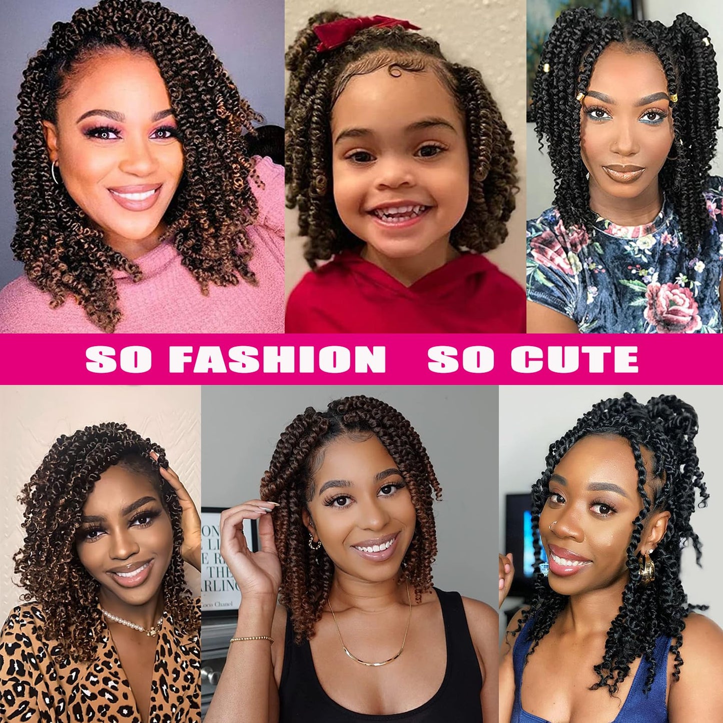 Passion Twist Hair 10 Inch 9 Packs Passion Twist Crochet Hair for Black Women Pre Looped Short Passion Twist Hair Pre-twisted Bohemian Passion Twists Braiding Hair for Kids and Girls (10 Inch,1B)