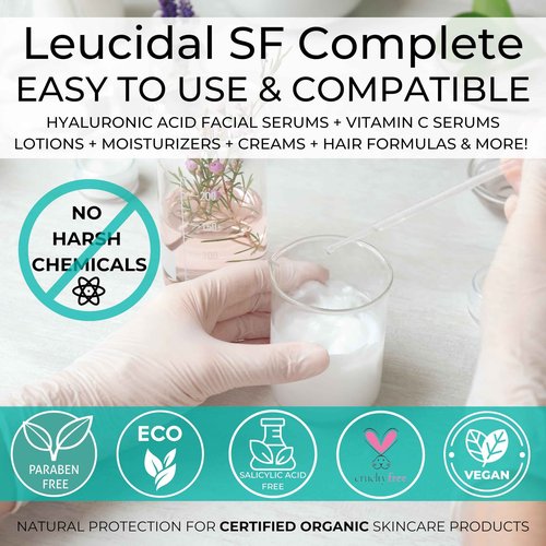 Skin Perfection Leucidal Liquid SF Complete - Compatible with Hyaluronic Acid Serum & Anti Aging Serum - DIY Natural Preservative Alternative for Cosmetics (4 ounce)