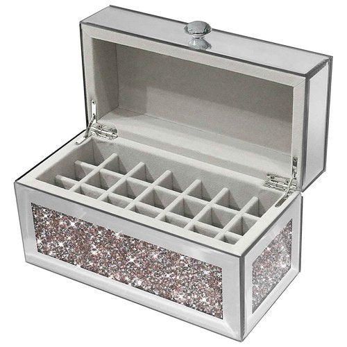 joyshiny 21 Spaces Lipstick Organizer with Lid,Lip Gloss Rollerball Perfume Holder for Vanity,Crushed Diamond Home Decor,Gift idea(9.2" L x 4.5" W x 5.5" H)