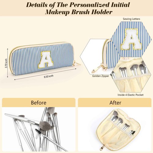 DOSUKE Travel Makeup Bag Christmas Gifts for Women Girl Teens, Personalized Initial Makeup Bag for Cute Teen Girls, Preppy Stuff Toiletry Bag Cosmetic Bag, Teen Girls Gift Trendy Stuff, Letter M