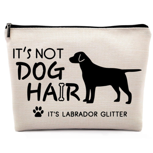 Dwept It's Not Dog Hair It's Labrador Glitter Cosmetic Bag, Dog Makeup Bag Zipper Cosmetic Pouch Bag Travel Linen Makeup Organizer, Labrador Retriever Gifts for Women Girls Teens Dog lovers