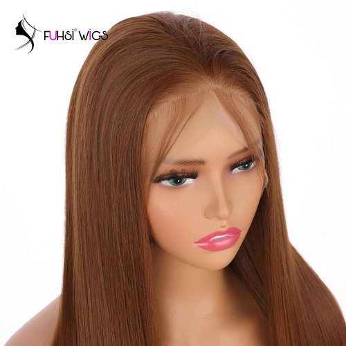 FUHSI 13×6 Dark Brown Wigs Synthetic Hair Real Natural Wig For Women – Soft & Smooth, Tangle-Free Straight Lace Front Wig,Elastic Straps, For Perfect Fit 250D 22"