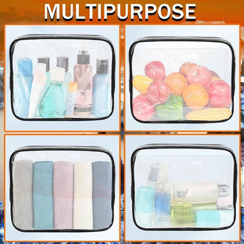 YOQIVEXU 12 Pieces Clear Makeup Bags, TSA Approved Toiletry Bag for Travel, PVC Clear Cosmetic Pouch with Zipper, Waterproof Vinyl Plastic Organizer Case for Vacation Bathroom (Medium)