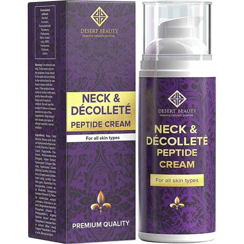 Desert Beauty Neck and Decollete Firming Cream for Women - Neck Firming and Tightening Cream with Advanced Stem Cell, Peptides, Collagen & Hyaluronic Acid for Skin Tightening and Lifting, 3.38 fl oz