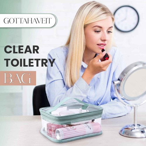 GottaHaveit Travel Toiletry Bag - Clear Makeup Bag for Cosmetics and Toiletries. See Thru Pouch, Waterproof with Zipper. Plastic (2 Pack)