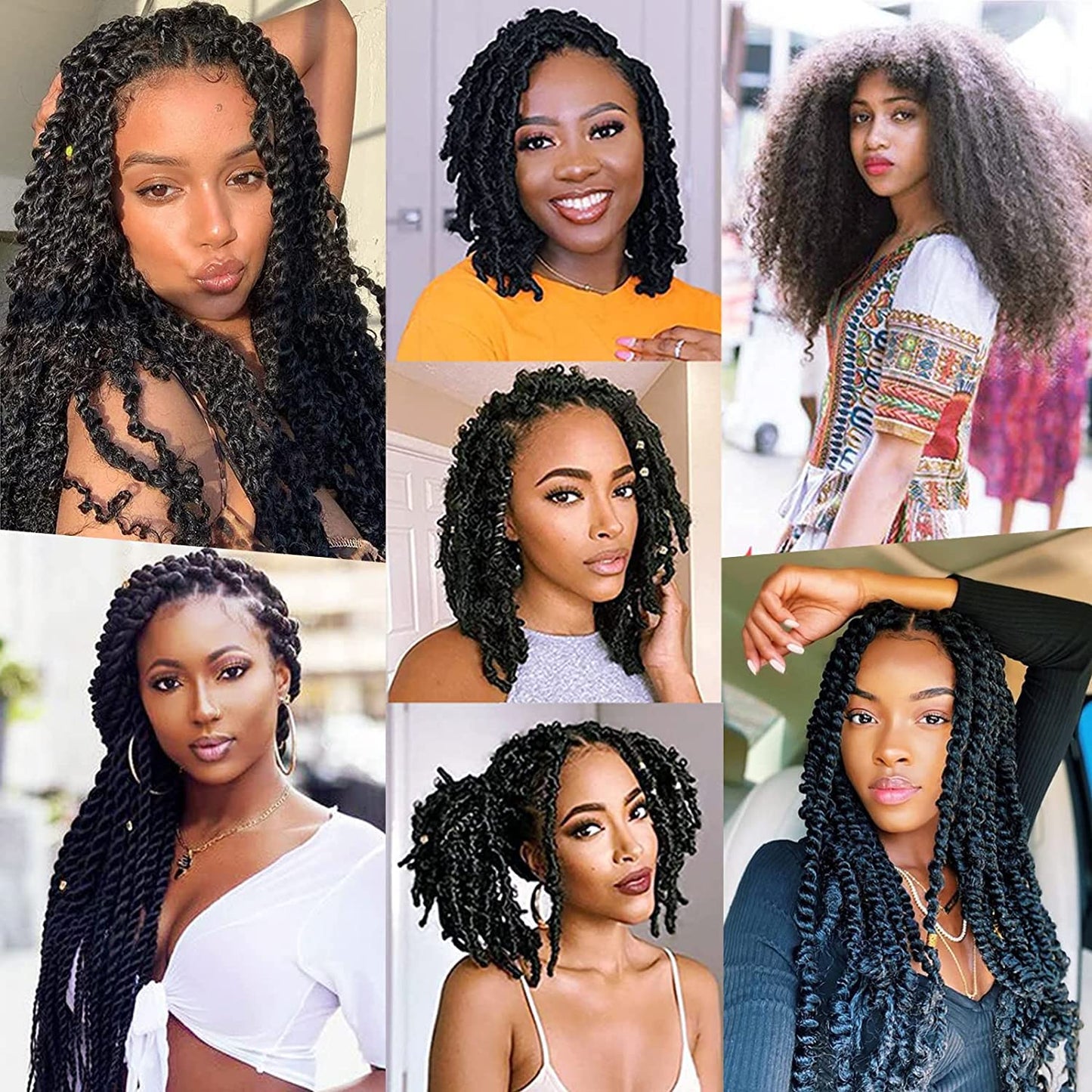 3 Packs Springy Afro Twist Hair 10 inch 1B Pre-Separated Marley Twist Braiding Hair Soft Synthetic Crochet for Distressed Faux Locs Spring Twist Hair Extensions for Women (10 Inch (Pack of 3), 1B)