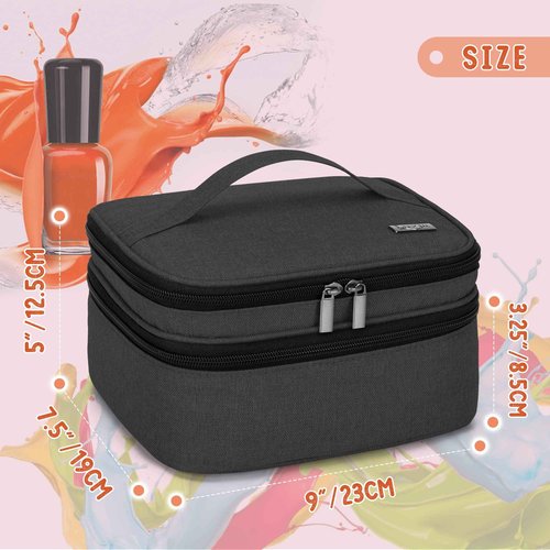 LUXJA Nail Polish Carrying Case - Holds 30 Bottles (15ml - 0.5 fl.oz), Double-layer Organizer for Nail Polish and Manicure Set, Black (Bag Only)
