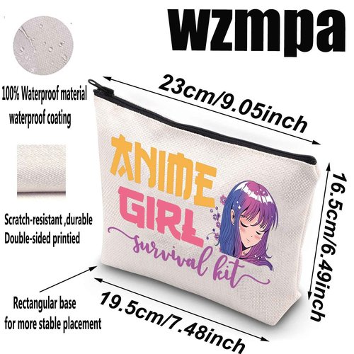 WZMPA Anime Girl Cosmetic Makeup Bag, Anime Lover Gift, Survival Kit Zipper Pouch for Teenagers Girls
