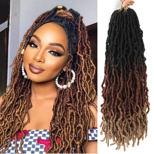 Faux Locs Crochet Hair Ombre Soft Locs 22 Inch 7 Packs Pre Looped Soft Locs Crochet Hair For Black Women Goddess Locks Crochet Butterfly Loc Extensions (22inch, 7 Packs, 1B/30/27)