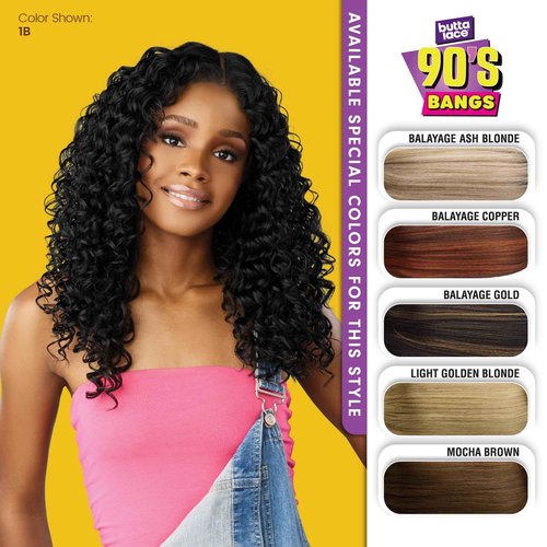 Sensationnel Butta Lace 90Sbangs Wigs - Unit 915 Glueless Wide Deep Part Synthetic Preplucked Hairline (2 DARKBROWN)