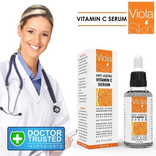 ViolaSkin Vitamin C Serum - Anti Ageing, Hydrating & Brightening Serum for Face with Hyaluronic Acid - Uniquely Designed Day & Night Serum