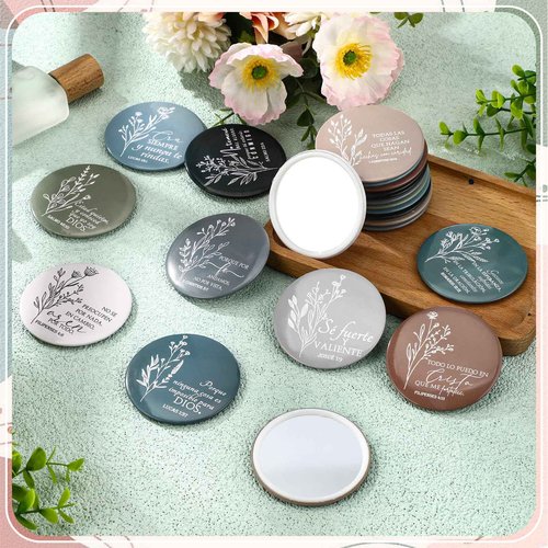 GlikCeil 80 Pcs Christian Compact Mirrors for Women Inspirational Bible Verse Scripture Pocket Mirrors Bulk Mini Purse Makeup Mirror for Grandma Pastor's Wife Christmas Church Party Favor