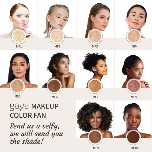 Gaya Cosmetics Vegan Mineral Powder Foundation - Light to Full Coverage, Natural-Looking, Cruelty Free, No Chemicals (MF7)