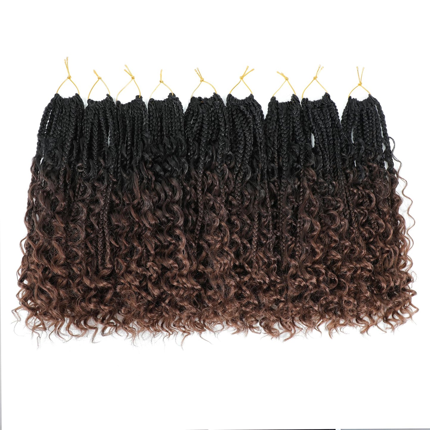 Karida 9 Packs Goddess Box Braids Crochet Hair 12 inch, Boho Crochet Braids With Curly Ends, Pre-Looped Crochet Box Braids, Bohomian Box Braids Crochet Hair For Black Women (12 Inch, 1B/4/30#)