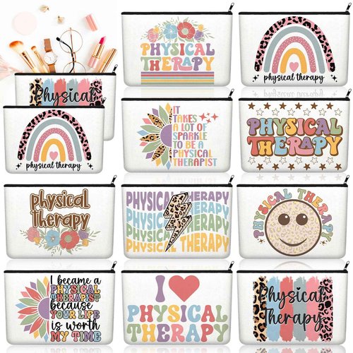 Kacctyen 10 Pcs Christmas Physical Therapy Gifts PT Cosmetic Canvas Pouch Bags Physical Therapist Thank You Gift for PT Party Supplies