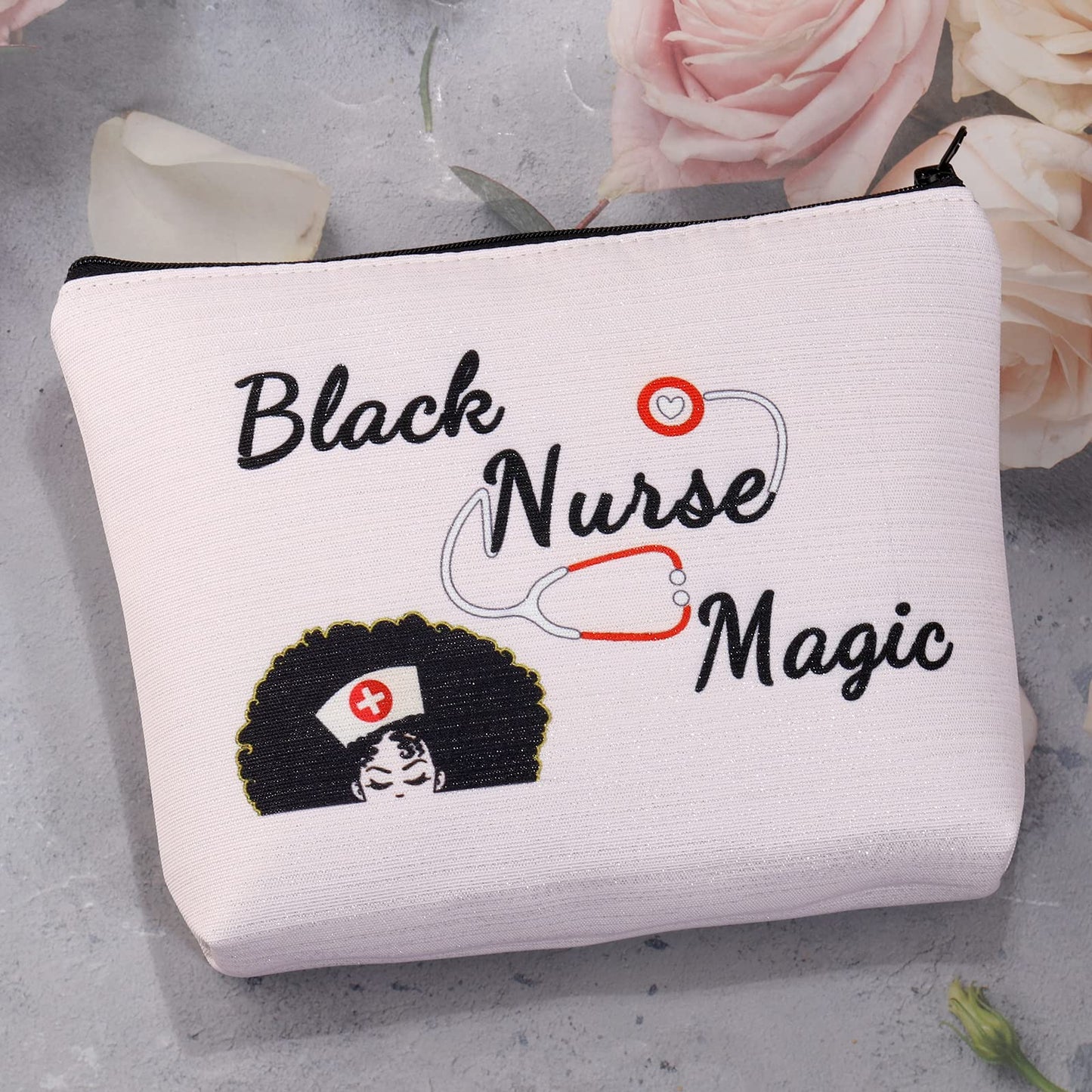 MBMSO Black Nurse Magic Bag Black Nurse Gifts Afro Nurse Gifts Nurse Makeup Bag African American Nurse Gifts (Black Nurse Magic pink)