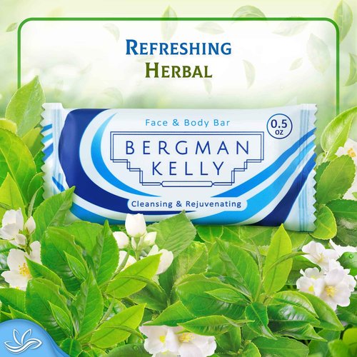 BERGMAN KELLY - Hotel Soap Bars - White Tea, 0.5 oz, 200 PK - Travel Size Luxury Bulk Amenities Bar Soap - Mini Individually Wrapped Rectangular Soap, Small Toiletries for Airbnb, Motel, Guest Bath