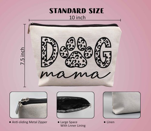 uinwk Dog Mom Makeup Bag, Animal Lovers Gift for Women