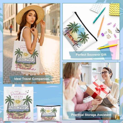 Reginary 10 Pcs Florida Souvenirs Gifts Florida Tote Bag and Cosmetic Bags for Women Travel Souvenir Gift