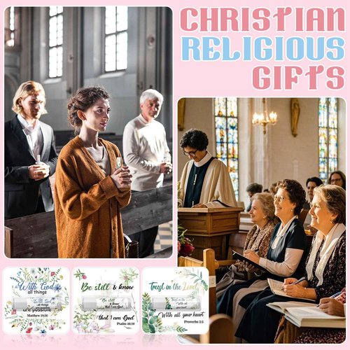 50 Pack Christmas Christian Gifts Bulk for Women Men Religious Lip Balms Bulk Church Party Favors Christmas Party Gifts Stocking Stuffers Bible Verse Study Supplies for Employee Staff Coworker