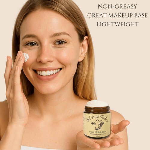 Organic Tallow Face Moisturizer - 4oz - 100% Grass Fed Beef Tallow For Skin Care - Made in the USA - Whipped Tallow Balm - Hydrating Salve - Natural Lotion - Ancestral Skincare - Amber Glass - Vanilla
