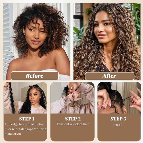 Curly Ombre Braiding Hair 100G 18 Inch Water Wave Honey Blonde with Brown Braiding Hair 4/27 Highlight Curly Bulk Human Hair Bohemian Blonde Highlight Human Bariding Hair for Boho Braids 2Bundles/Pack