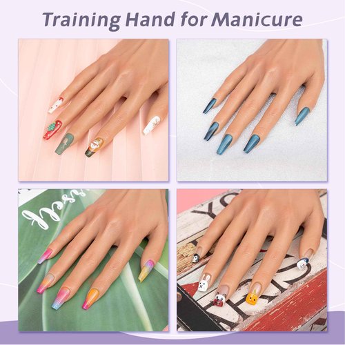 Veikmv Practice Hand for Acrylic Nails - Flexible Training Mannequin Hand for Acrylic Nails & Gel Polish,Professional Mannequin Model with Adjustable Fingers for Nail Art Beginners