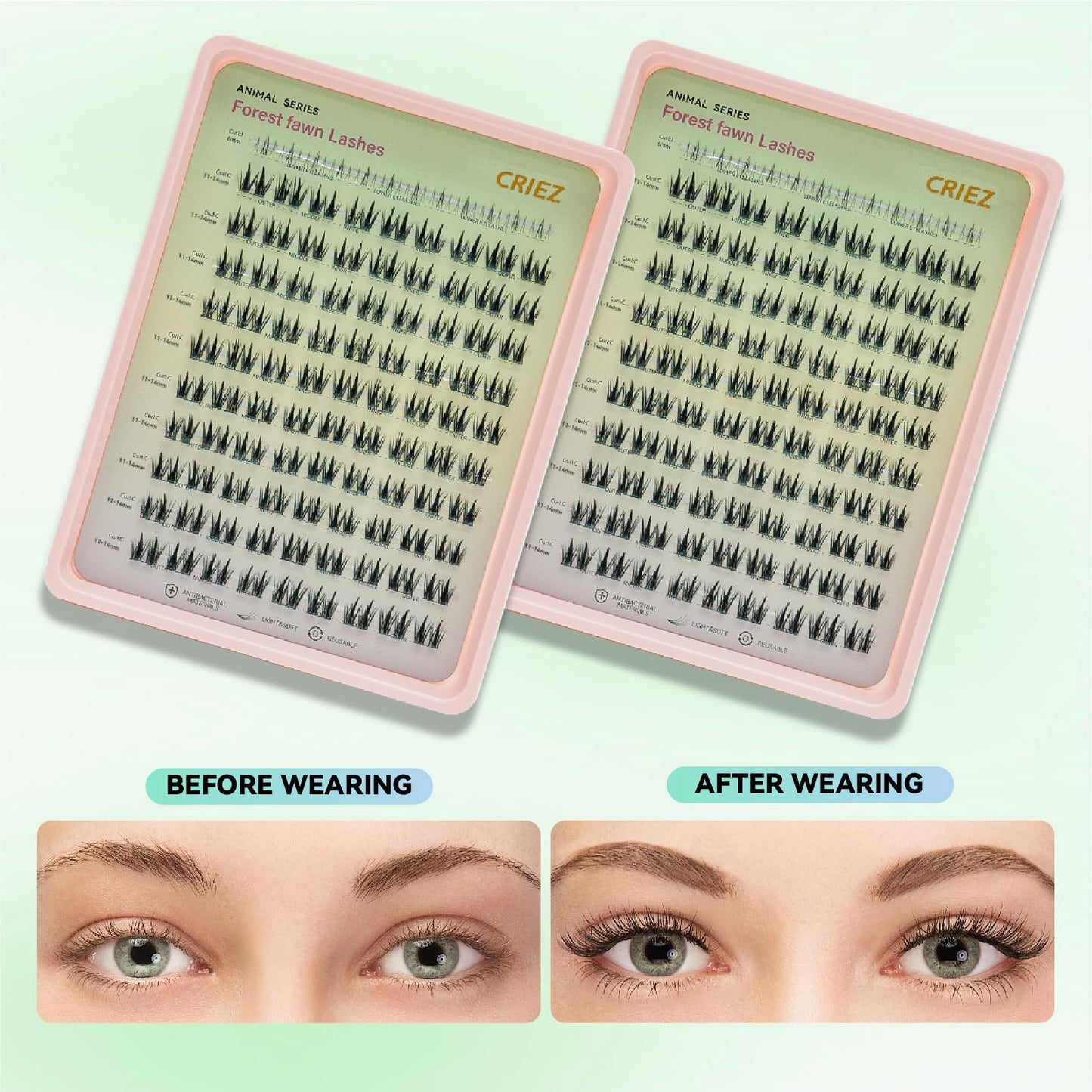 Lash Clusters Kit C Curl, Spiky Eyelash Clusters, Combination of Upper and Lower Lash Extension, Reusable Lash Clusters (11-14mm), Easy to Remove