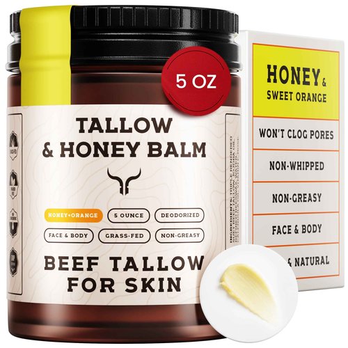 Beef Tallow for Skin - Tallow and Honey Balm For Face - Gift Ready - Tallow Face Moisturizer - Beef Tallow Moisturizer - Tallow Balm - Grass Fed Beef Tallow For Skin - Tallow Face Cream Lotion