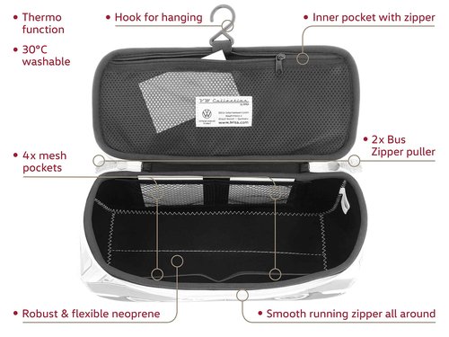 BRISA VW Collection - Volkswagen Neoprene Universal Makeup Cosmetics Toiletry Travel Pharmacy Bag in T1 Bus Design (Berlin/Multicolor/Large)