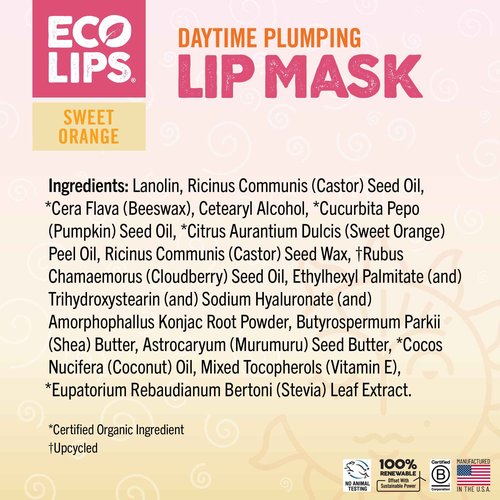 Eco Lips Daily Plumping Lip Mask with Hyaluronic Acid + Overnight Intensive Lip Mask with Gotu Kola 2-pack by Eco Lips 100% Natural. Made in USA